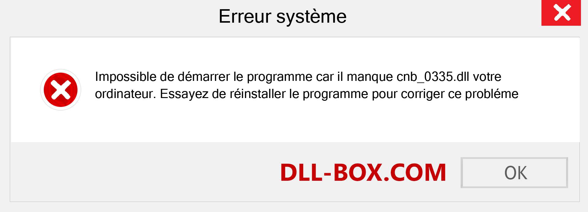 Le fichier cnb_0335.dll est manquant ?. Télécharger pour Windows 7, 8, 10 - Correction de l'erreur manquante cnb_0335 dll sur Windows, photos, images